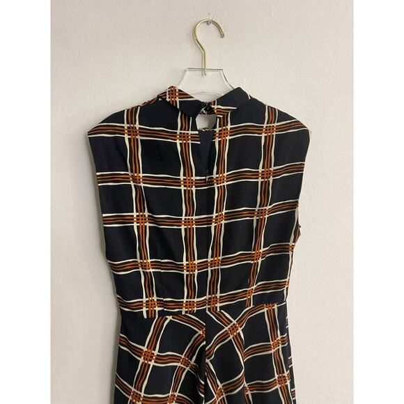 Louche Anthropologie XS Dress Windowpane Plaid Sleeveless Navy Blue Mini Preppy - Picture 6 of 7